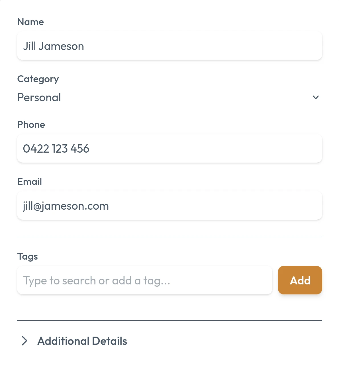 Contact entry preview